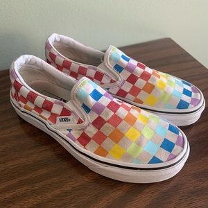 Kids rainbow vans slip ons